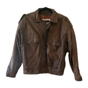 Vintage Winlet Bomber Jacket Aviator Mens Distressed Brown Leather Zip Snap XL